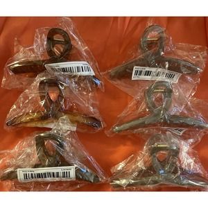 Set Of Six Hair Claws Clips For Thick Hair Tortoise And Gray